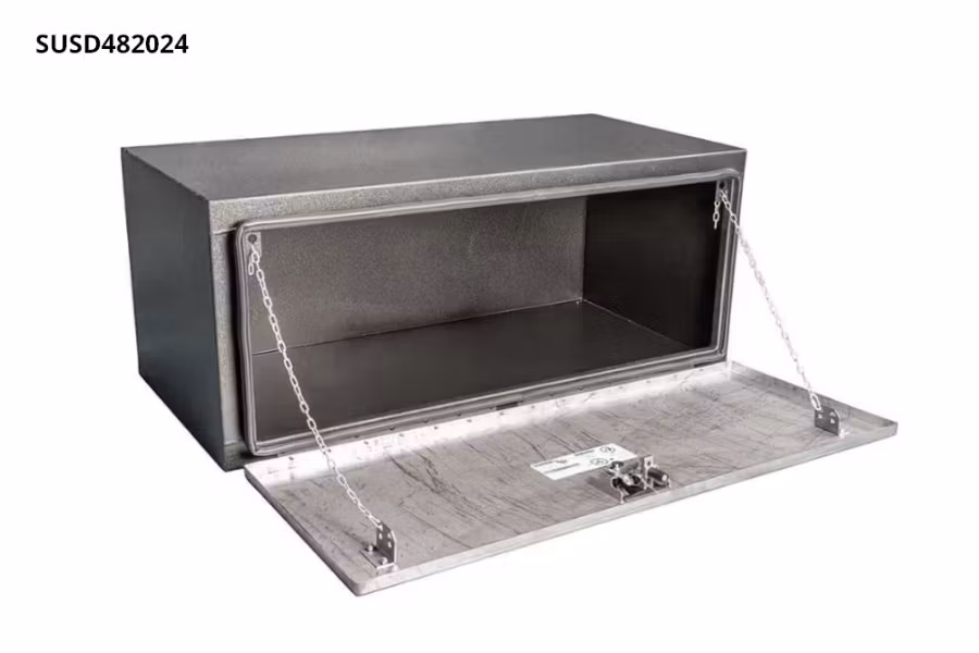 RC Industries Black Powder Coated Steel Toolbox w/Stainless Steel Door