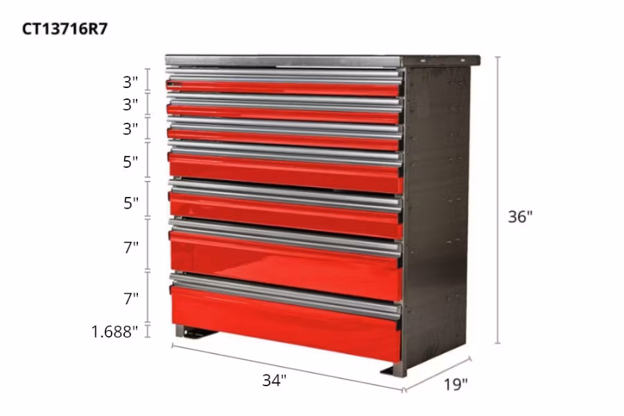 CTech 7 Drawer Black Toolbox Systems