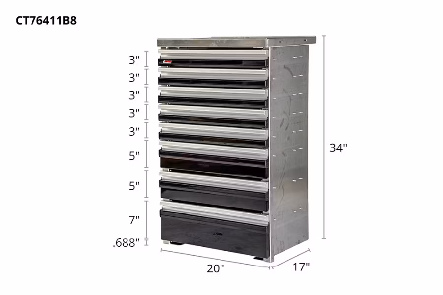 CTech 8 Drawer Black Toolbox Systems