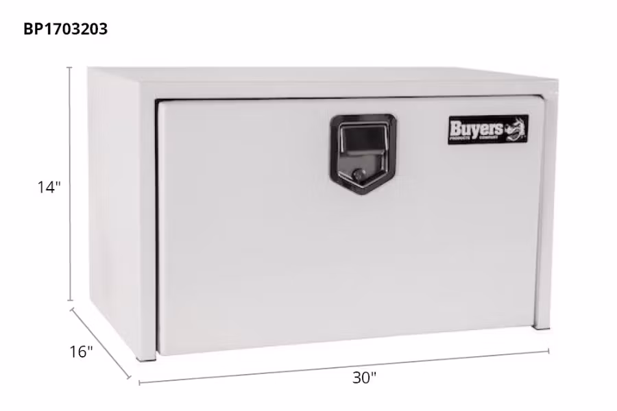 Buyers White Powder Single Paddle Latch Underbody Truck Box