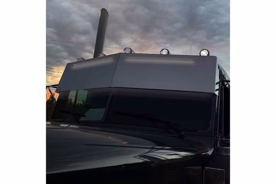 Trux 14" High/Low Roof Louvered "Glow Trim" Sun Visor - Peterbilt