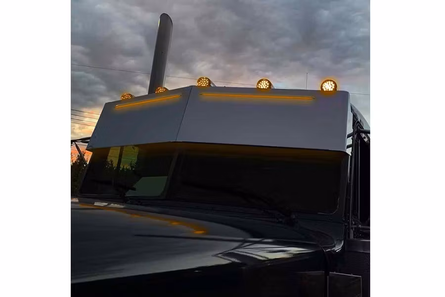 Trux 14" High/Low Roof Louvered "Glow Trim" Sun Visor - Peterbilt