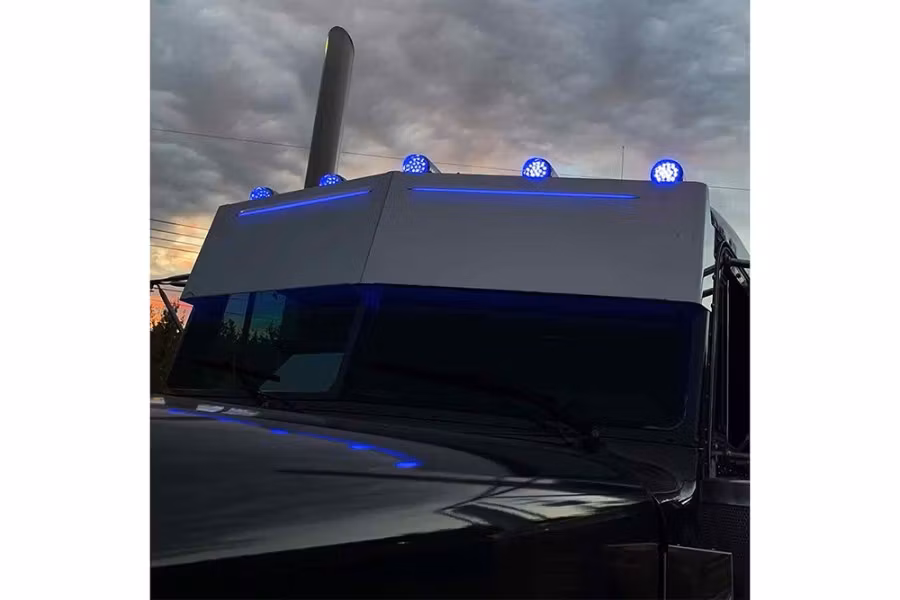 Trux 14" High/Low Roof Louvered "Glow Trim" Sun Visor - Peterbilt