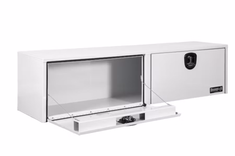 10538-buyers-single-latch-gloss-white-smooth-aluminum-topsider-truck-toolbox-3.jpg Buyers Single Latch Gloss White Smooth Aluminum Topsider Truck Toolbox