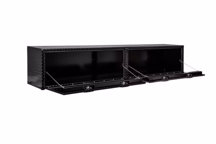 10544-buyers-single-latch-gloss-black-diamond-tread-aluminum-topsider-truck-box-2.jpg Buyers Single Latch Gloss Black Diamond Tread Aluminum Topsider Truck Box