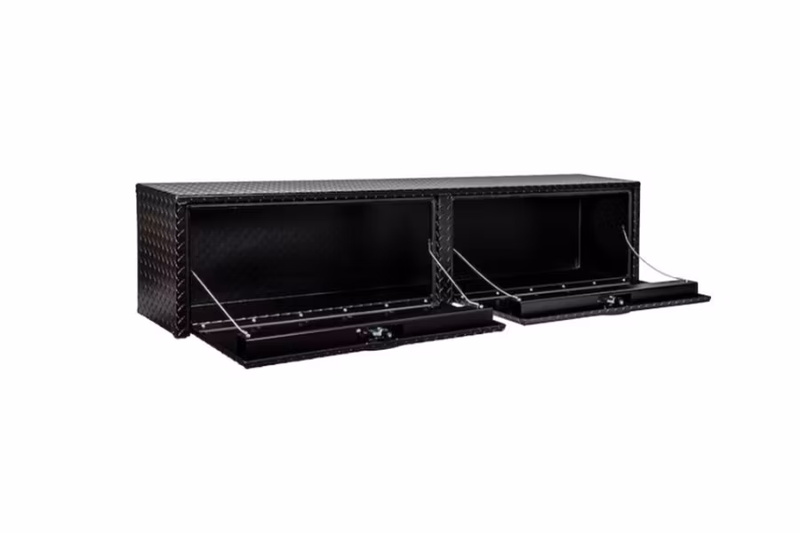 10548-buyers-single-latch-matte-black-diamond-tread-aluminum-topsider-truck-box-1.jpg Buyers Single Latch Matte Black Diamond Tread Aluminum Topsider Truck Box