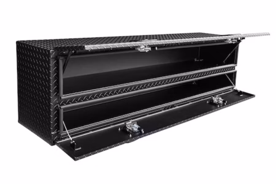 10578-buyers-topsider-matte-black-diamond-tread-aluminum-hd-flatbed-contractor-w-lower-door-2.jpg Buyers Topsider Matte Black Diamond Tread Aluminum HD Flatbed Contractor w/Lower Door