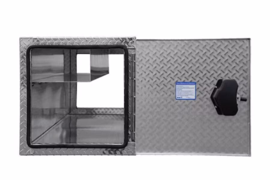 Buyers Diamond Tread Aluminum Straight Side Tunnel Truck Toolbox W/Shelf