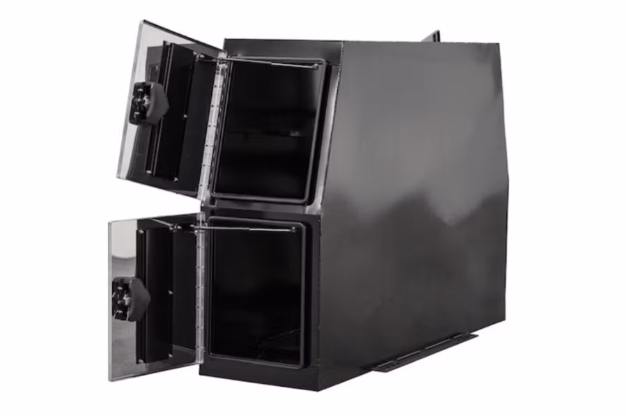 Buyers Black Steel Backpack Truck Box w/Stainless Steel Door and Flat Floor