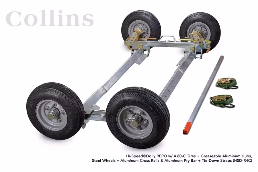 Collins Hi-Speed Dolly REPO Dolly Set Zinc Plated w/ Aluminum Axles and Steel 5 Lug Wheels 4.80 x 8