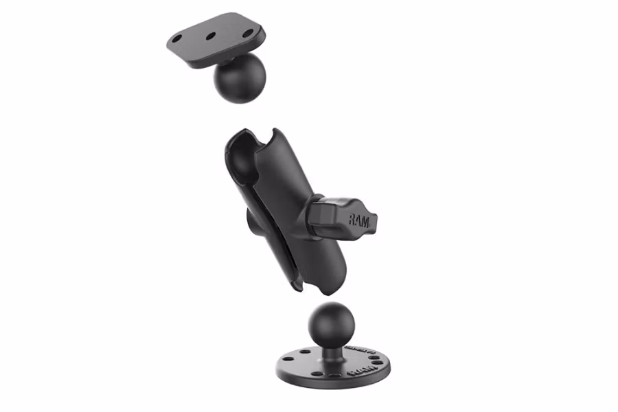 RAM Mounts Double Ball Drill-Down Mount with Diamond Plate