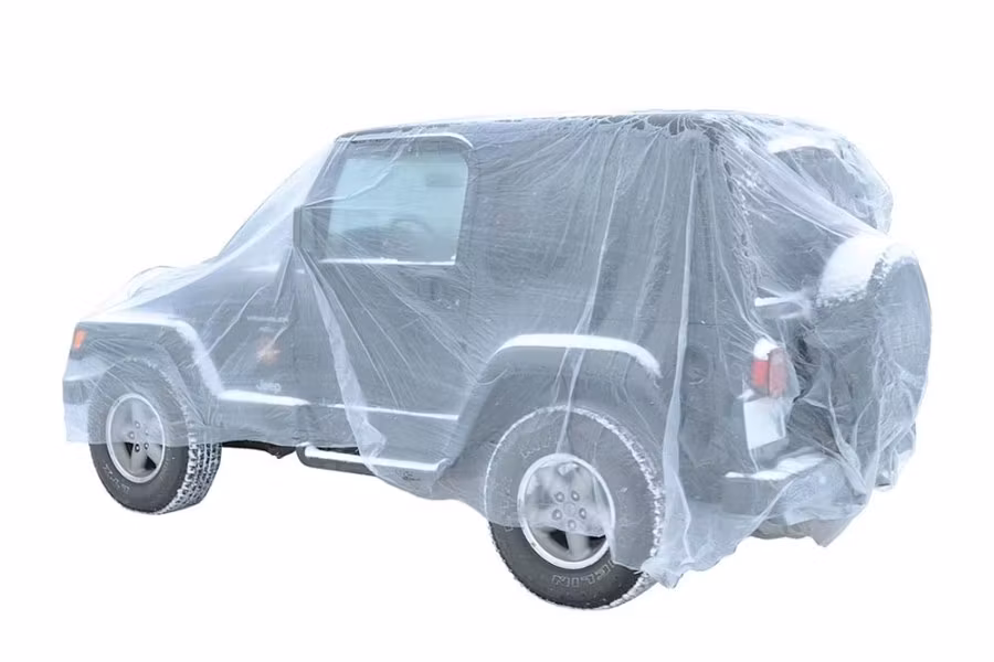 Slip-n-Grip Disposable Plastic Car Covers, Roll of 30