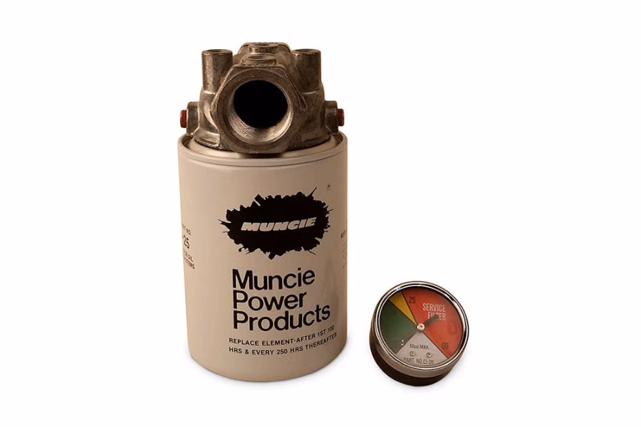 11424-muncie-hydraulic-oil-filter-assembly-with-gauge-1.jpg Muncie Hydraulic Oil Filter Assembly with Gauge