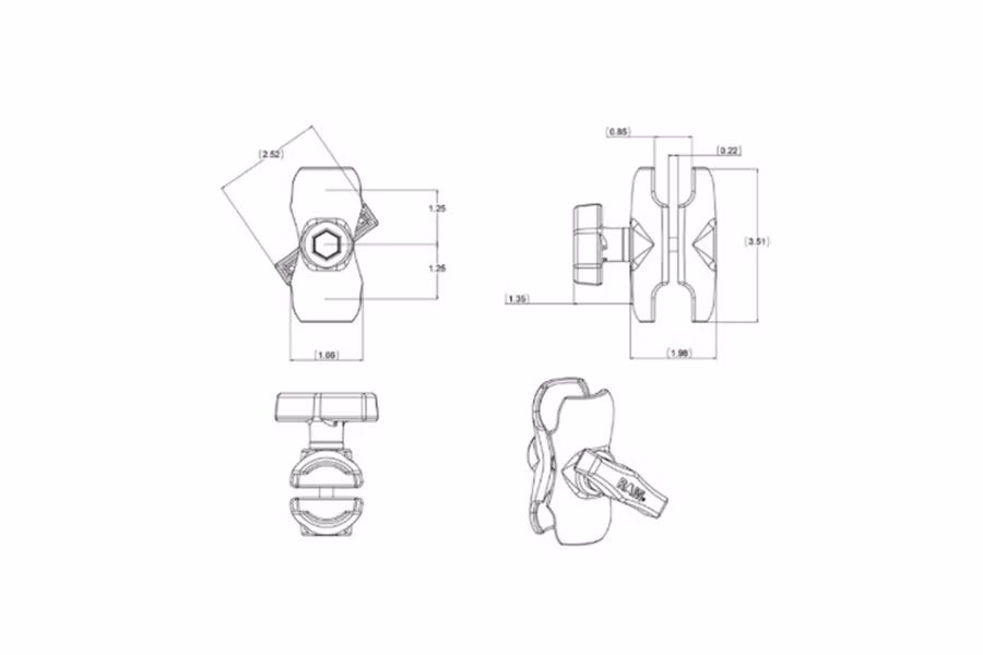 1207-ram-mounts-short-double-socket-arm-c-3.jpg RAM Mounts Short Double Socket Arm C