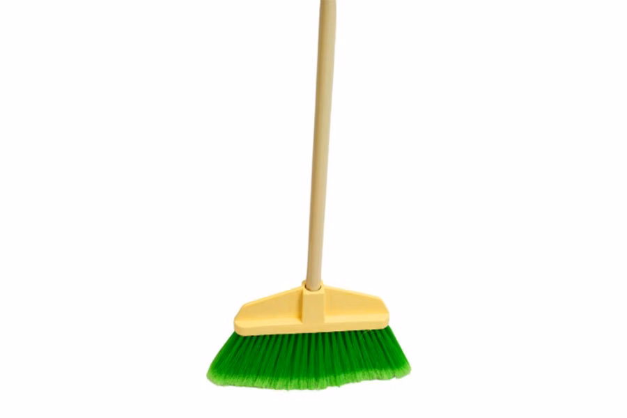 Bruske Green Flagged Bristle Poly Cap Broom with Metal Handle