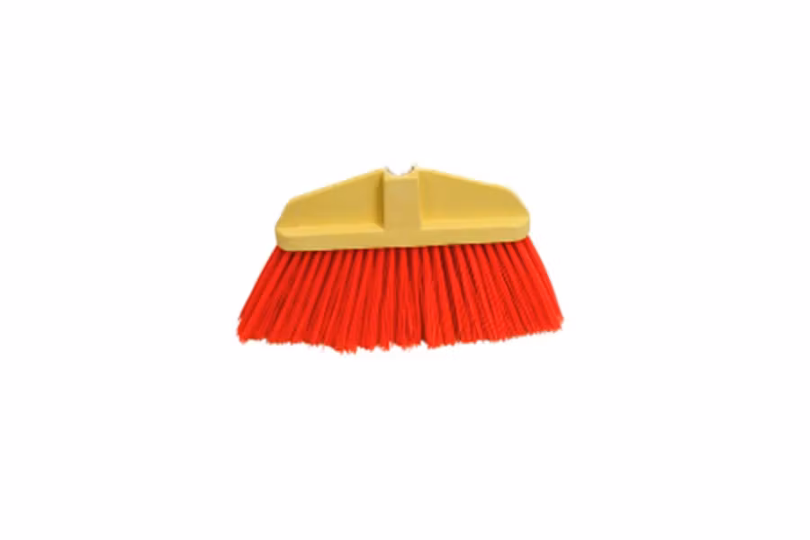 Bruske Medium Orange Unflagged Bristle Poly Cap Broom with Wood Handle