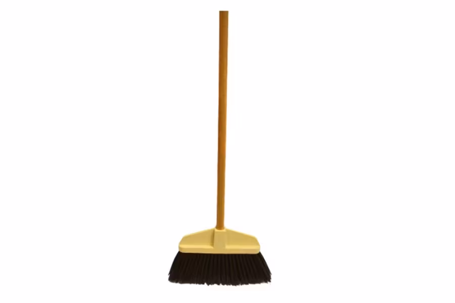 Bruske Brown Poly Cap Broom with Wood Handle