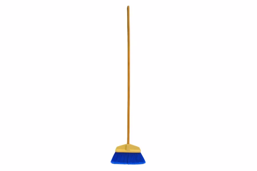 Bruske Blue Poly Flagged Broom with Wood Handle