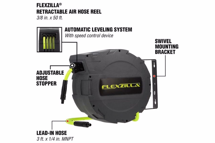 Flexzilla Enclosed Plastic Retractable Air Hose Reel