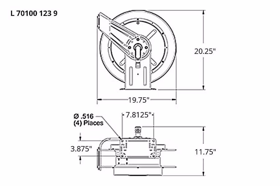 Reelcraft Series 70000 NEMA Triple Outlet Power Cord Reel