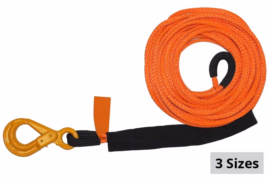 B/A Products Synthetic Rope Winch Line with Self-Locking Hook and Extension Eye