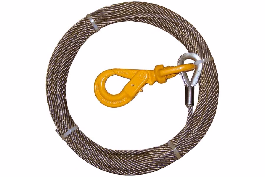 B/A Products Fiber Core Winch Cable with Self-Locking Swivel Hook
