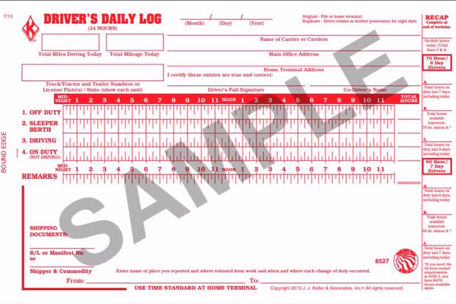 JJ Keller Driver's Daily Log Book