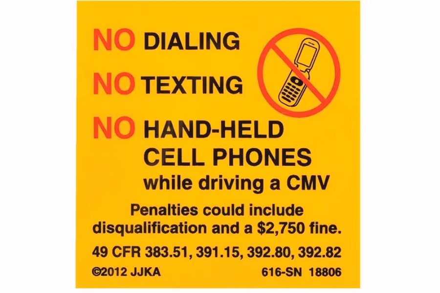 JJ Keller No Texting Label