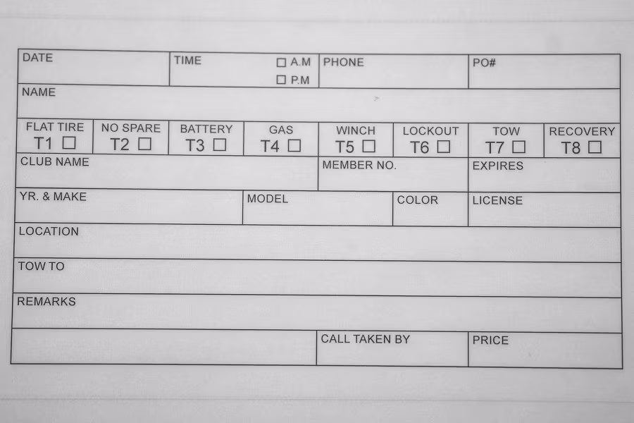 Zip's Telephone Tow Log Book
