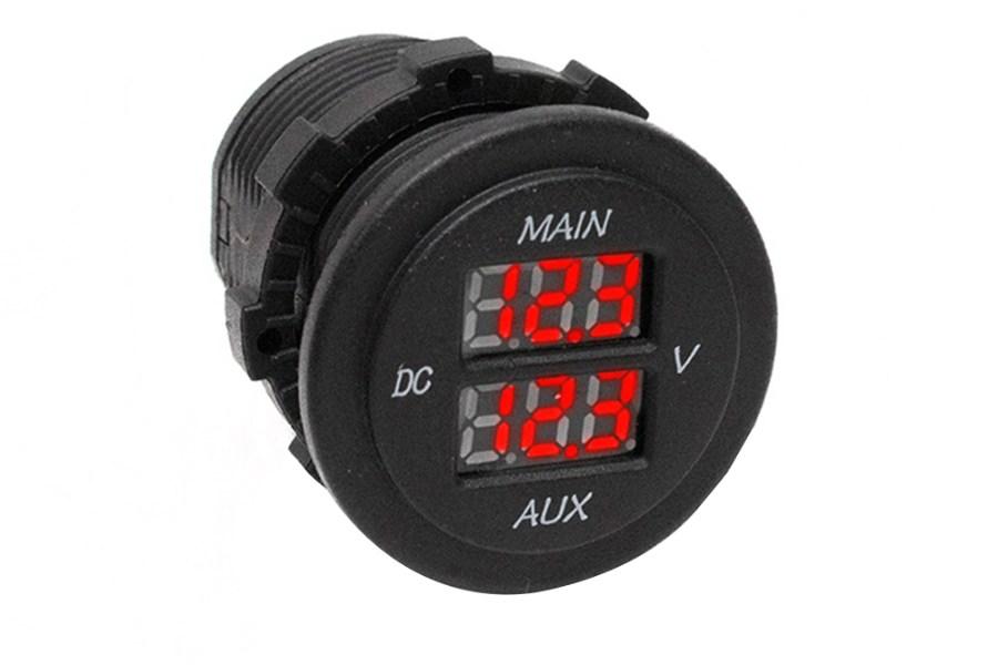 Race Sport Socket Sized Dual DC Volt Meter 10-60V with 2 Digital displays