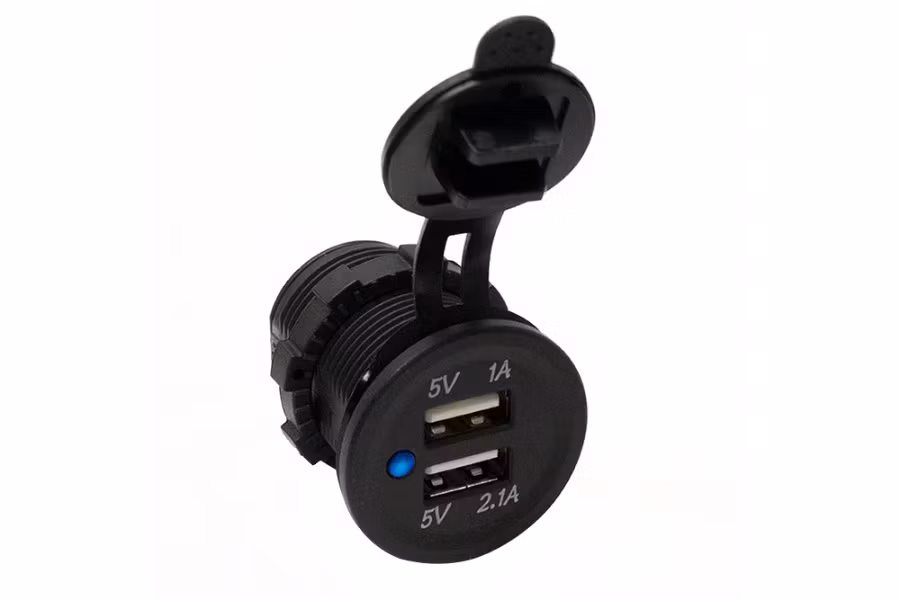 Race Sport Socket sized Dual Port USB 3.1Amp with Blue LED