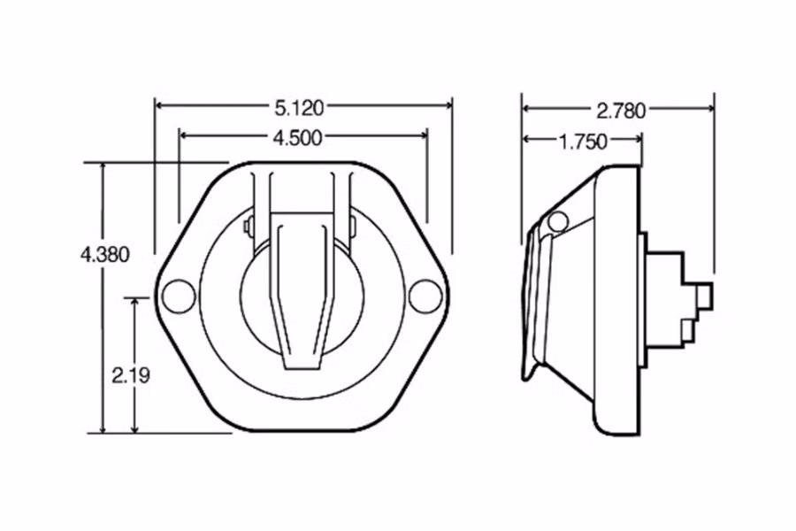 Truck-Lite 7 Solid Pin Surface Mount Receptacle