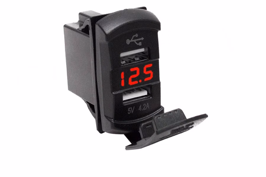 2248-dual-port-usb-rocker-panel-sized-with-blue-voltmeter-1.jpg Dual Port USB Rocker Panel sized with Blue voltmeter
