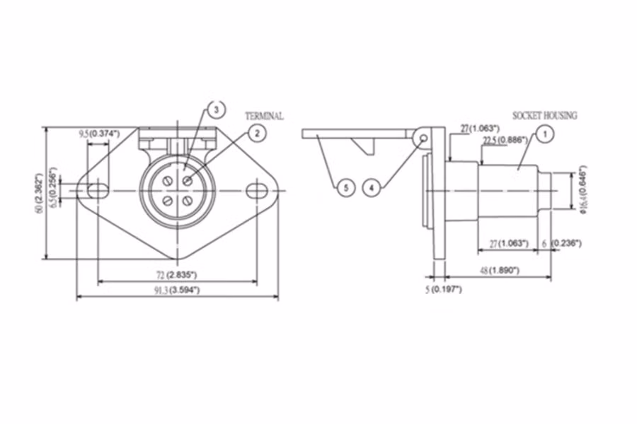 Grote 4 Pole Trailer Socket With Enclosed Terminals