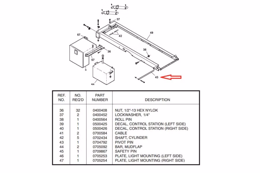 Century Bed Pivot Pin 38" x 1.25" Century / Challenger / Champion / Holmes / Vulcan