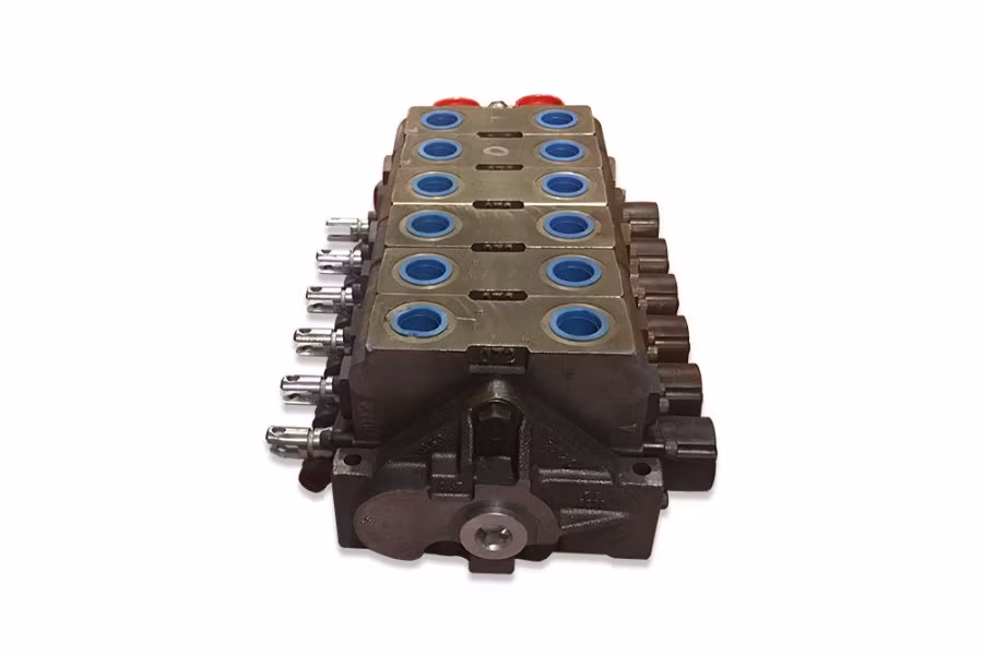 3425-miller-6-spool-v20-gresen-hydraulic-valve-body-for-rollback-carriers-1.jpg Miller 6 Spool V20 Gresen Hydraulic Valve Body for Rollback Carriers