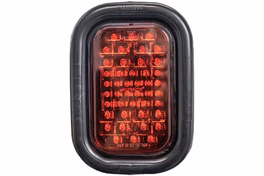 Maxxima 10 LED Rectangular S/T/T Light w/ Short Wire and Grommet, Red Lens