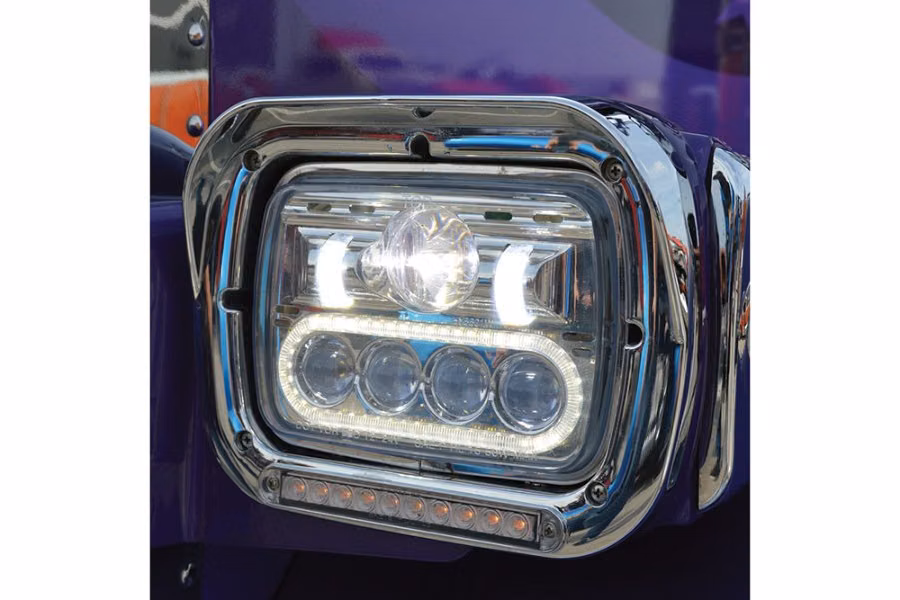 Trux LED Projection Headlight w/ Auxiliary Halo Oblong - Combonation High/LowBeam