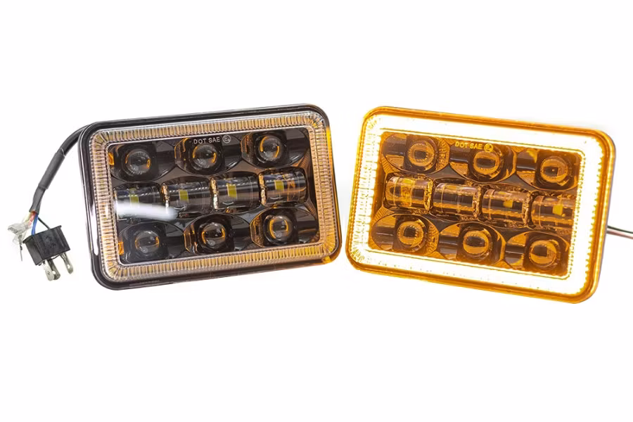4363-race-sport-4x6-blacked-out-series-sealed-beam-headlight-conversion-kit-with-white-drl-halo-and-amber-turn-signal-halo-1.jpg Race Sport 4x6 Blacked Out Series Sealed beam headlight conversion Kit with white DRL Halo, and Amber Turn Signal Halo