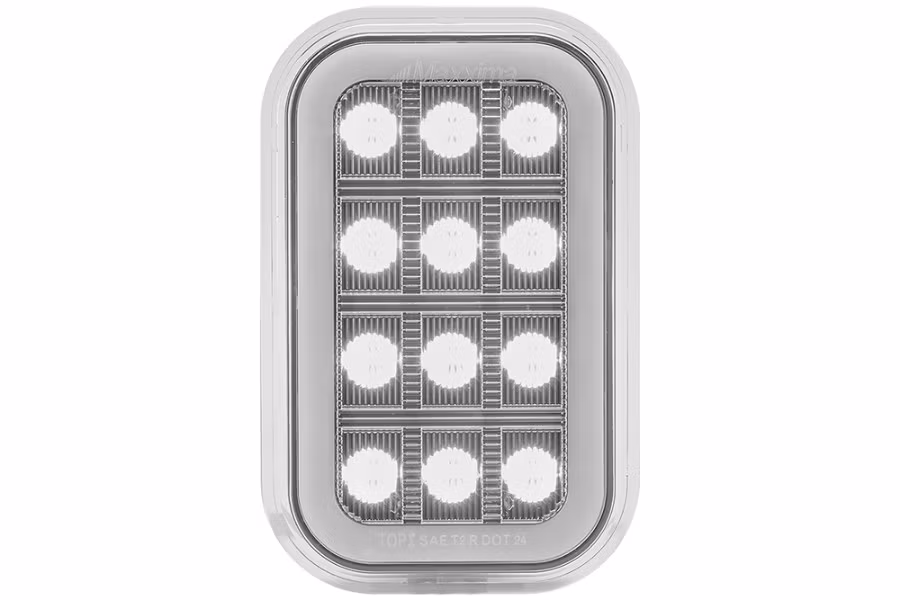 Maxxima 3"x5" White Rectangular Back Up - Red Taillight Glow Edge