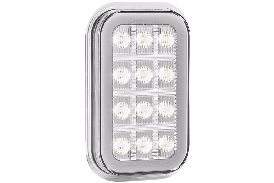 Maxxima 3"x5" White Rectangular Back Up - Red Taillight Glow Edge