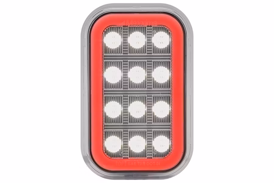 Maxxima 3"x5" White Rectangular Back Up - Red Taillight Glow Edge