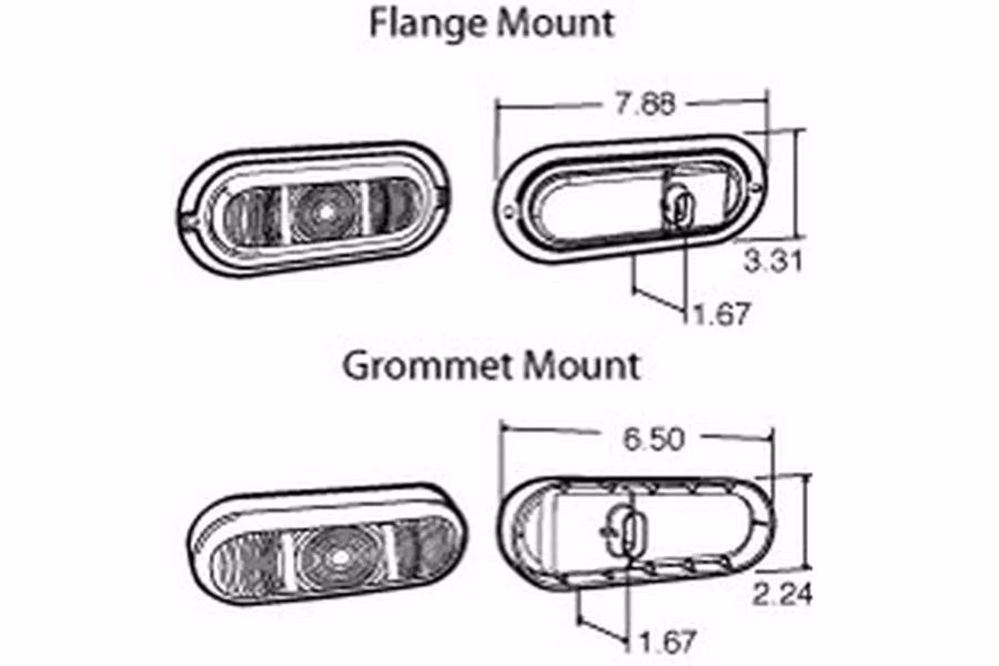 Truck-Lite Round 66 Series 6" Oval Reverse Light w/ Mount Option