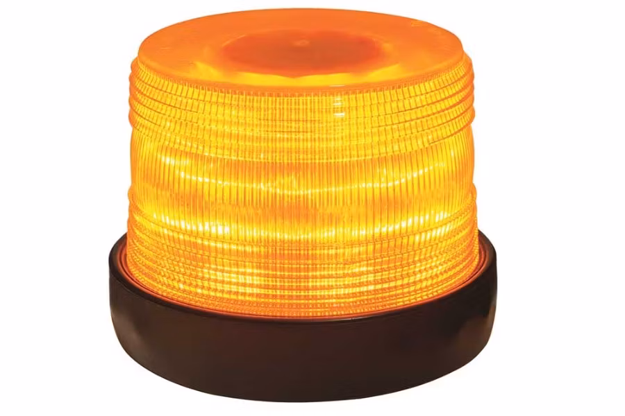 Lite-It LED Beacon, Quad Flash, Permanent Mount, Amber, 5"-dia. x 4-3/4"