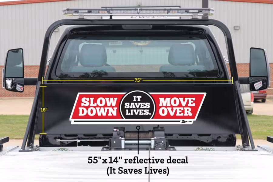 Zip's Reflective Vinyl Pylon Decal - Slow Down Move Over It Saves Lives