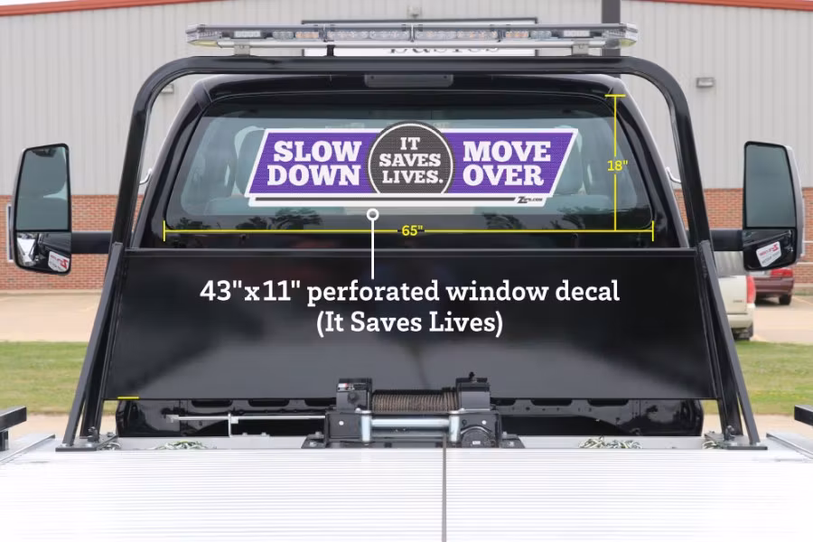 Zip's Vinyl Window Decal - Slow Down Move Over It Saves Lives