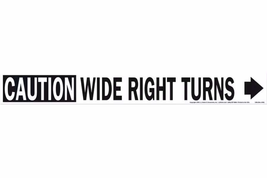 JJ Keller Caution Wide Right Turns Decal