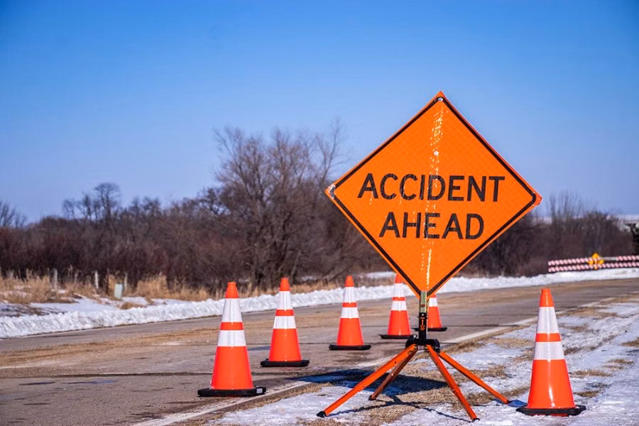 Sign and Safety Equipment 36" Orange "Accident Ahead" Roll-Up Sign
