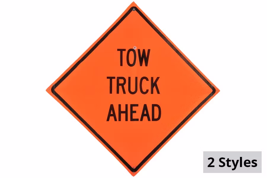 5336-sign-and-safety-equipment-36-quot-orange-quot-tow-truck-ahead-quot-roll-up-sign-1.jpg Sign and Safety Equipment 36" Orange "Tow Truck Ahead" Roll-Up Sign