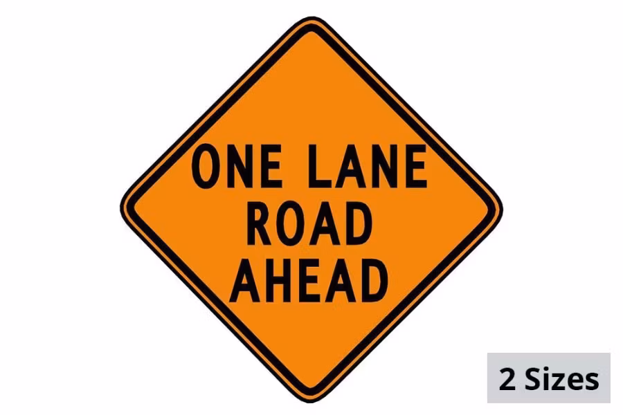 Sign and Safety Equipment Orange "One Lane Road Ahead" Roll-Up Sign